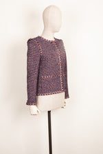 CHANEL Jacket Fantasy Tweed Red&Blue 16P