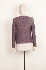 CHANEL Jacket Fantasy Tweed Red&Blue 16P