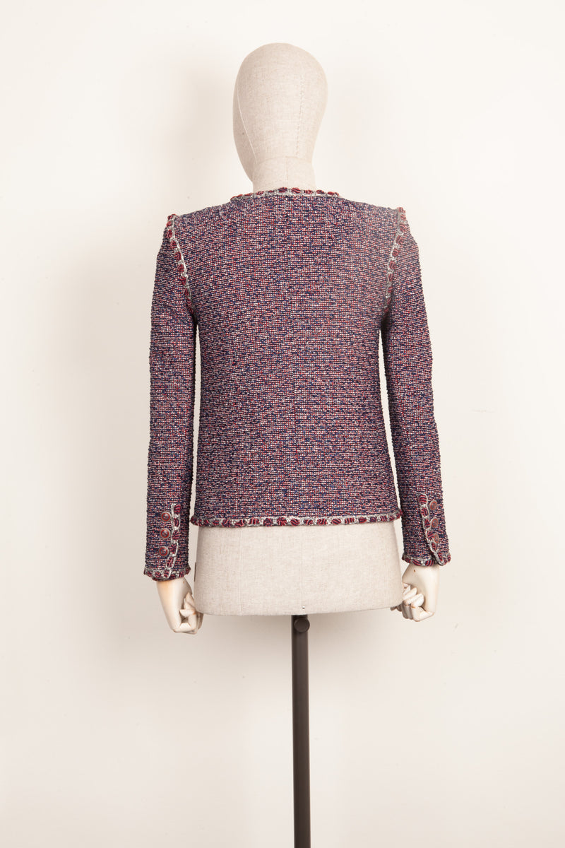 CHANEL Jacket Fantasy Tweed Red&Blue 16P