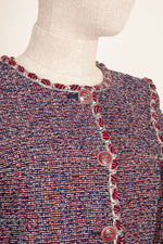 CHANEL Jacket Fantasy Tweed Red&Blue 16P