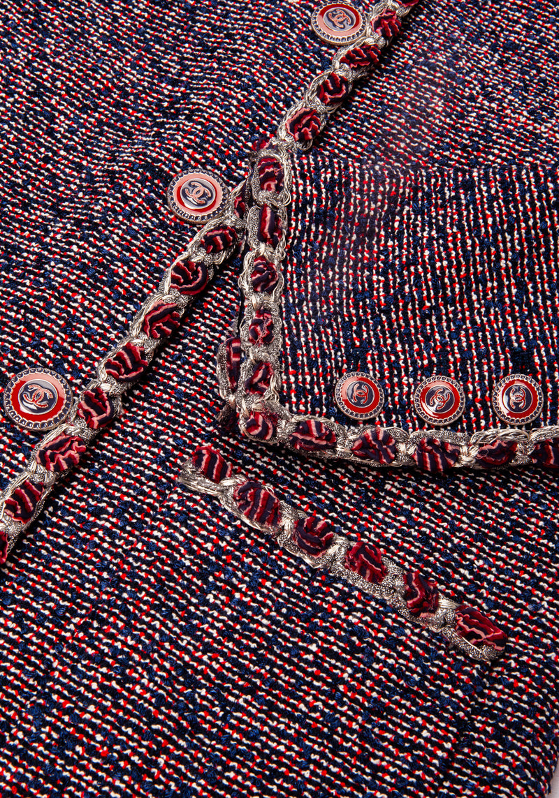 CHANEL Jacket Fantasy Tweed Red&Blue 16P