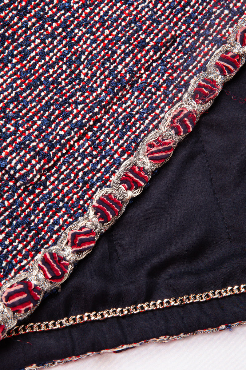 CHANEL Jacket Fantasy Tweed Red&Blue 16P