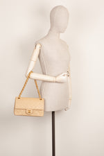 CHANEL Medium Double Flap Bag Beige