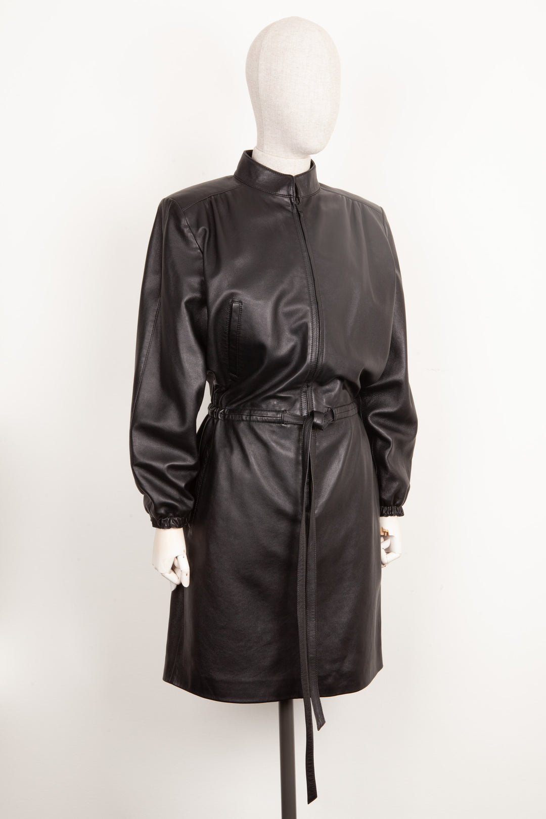 ysl leather dress Leather Coat Dress