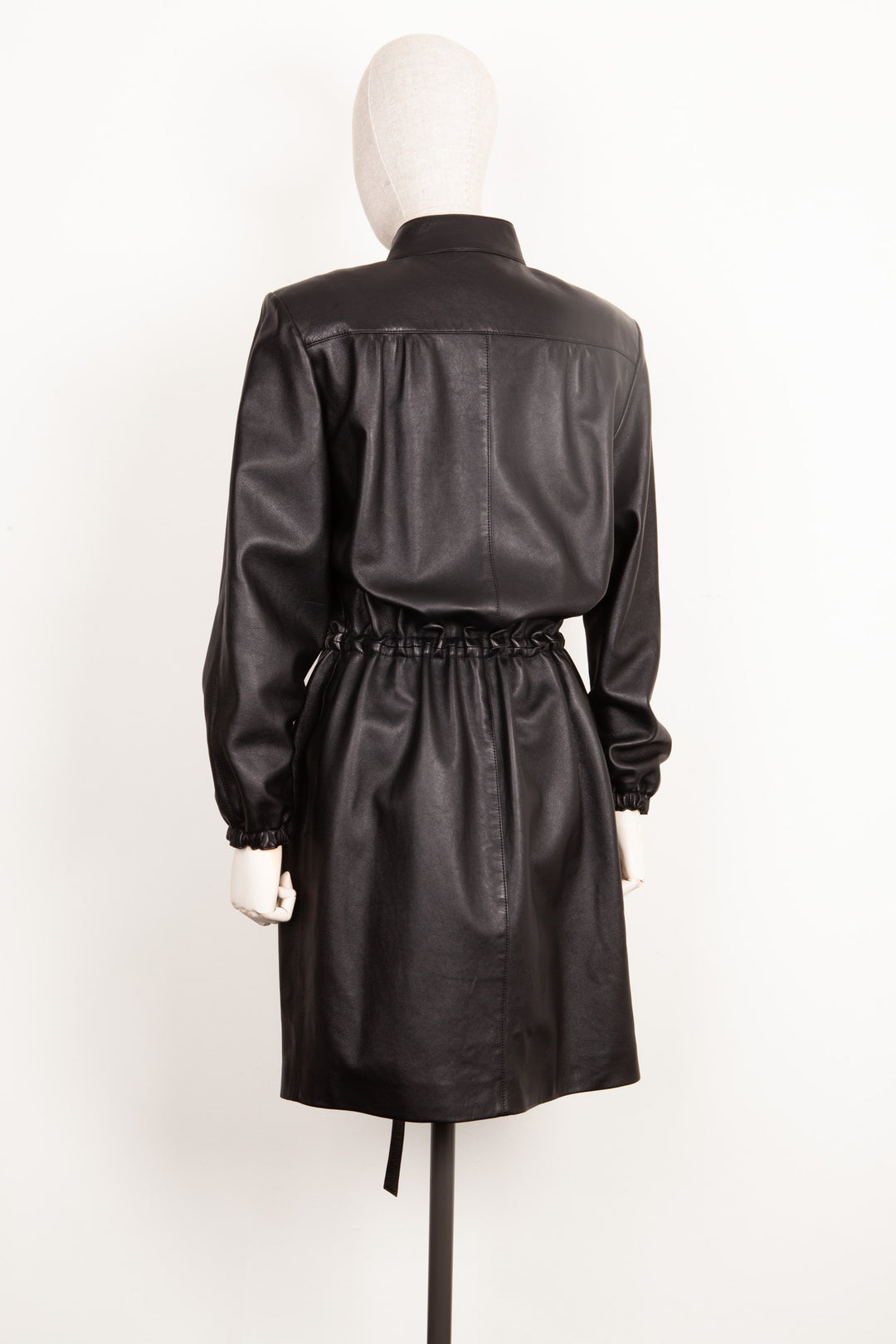 SAINT LAURENT Leather Dress Black