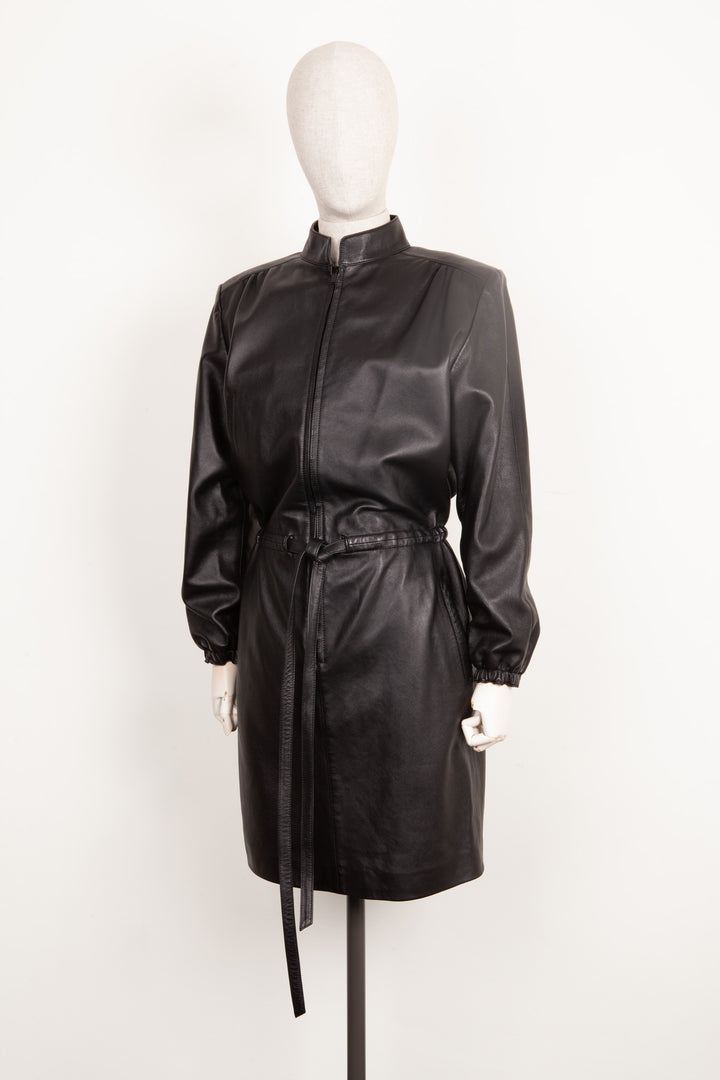 SAINT LAURENT Leather Dress Black