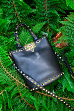 VALENTINO Rockstud Flip Lock Bucket Bag Black