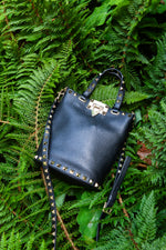 VALENTINO Rockstud Flip Lock Bucket Bag Black