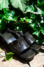 GUCCI Rubber Slide Sandals Black