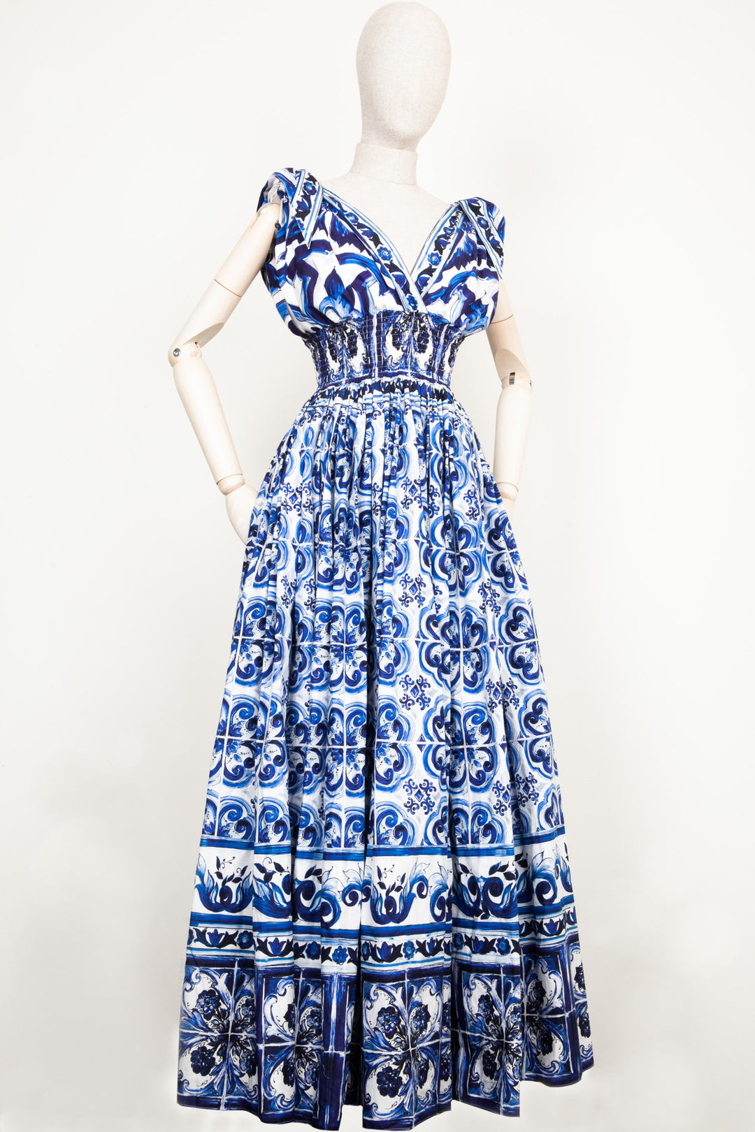 DOLCE&GABBANA Majolica Dress Blue REAWAKE DOLCE&GABBANA Majolica Dress Blue REAWAKE
