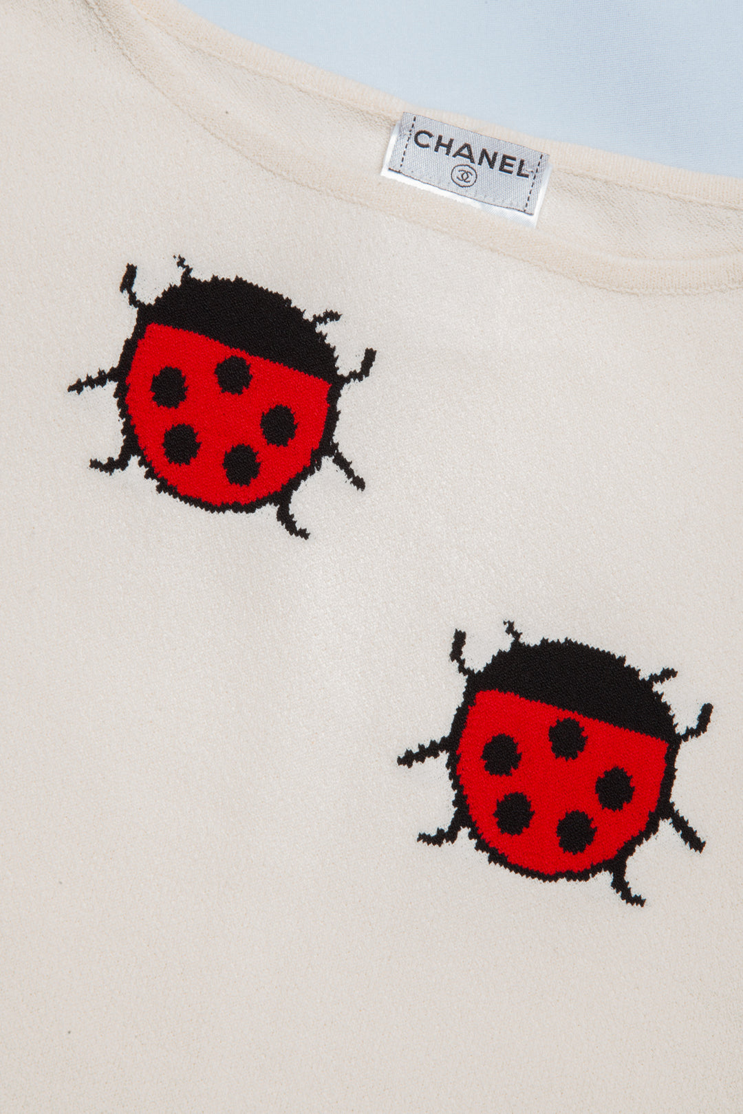 CHANEL Ladybug Knit Top White