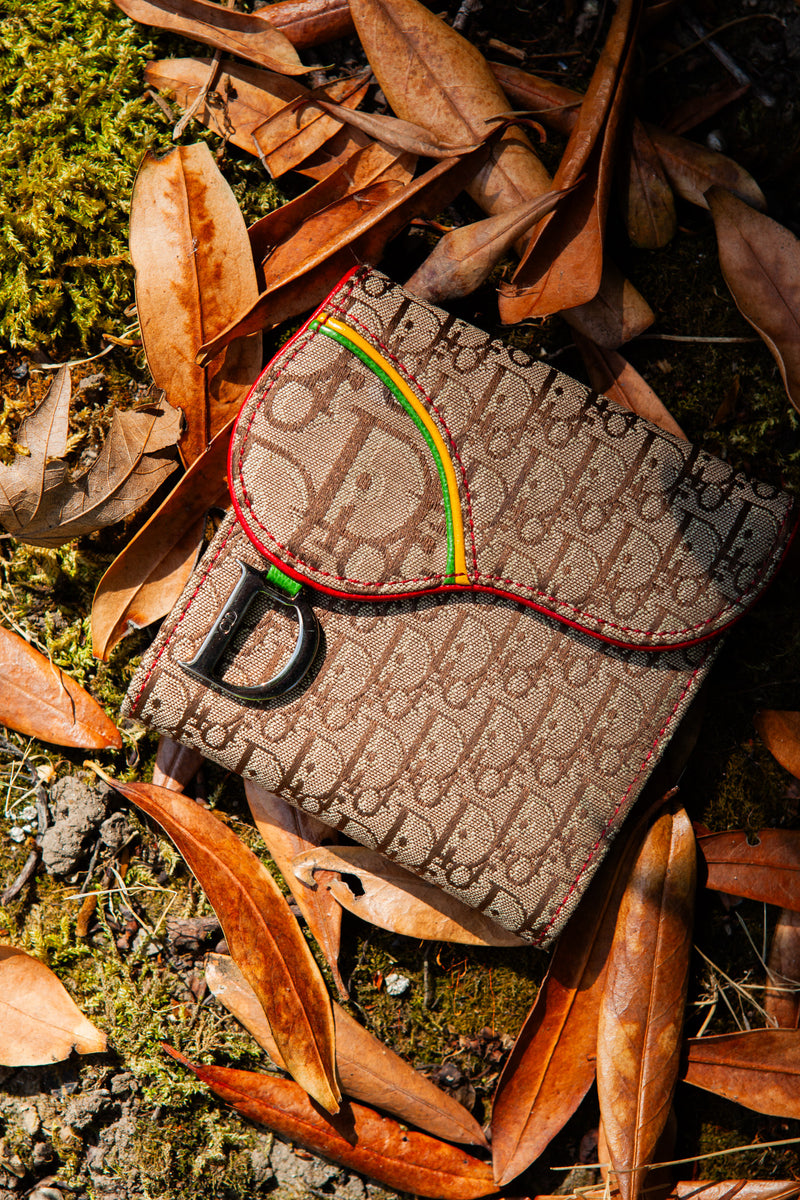 CHRISTIAN DIOR Vintage Saddle Wallet Rasta Diorissimo Brown