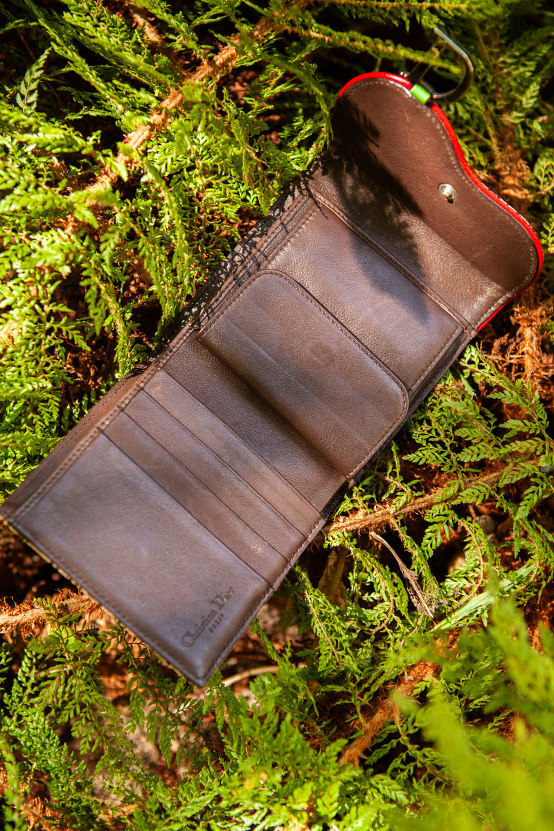 CHRISTIAN DIOR Vintage Saddle Wallet Rasta Diorissimo Brown