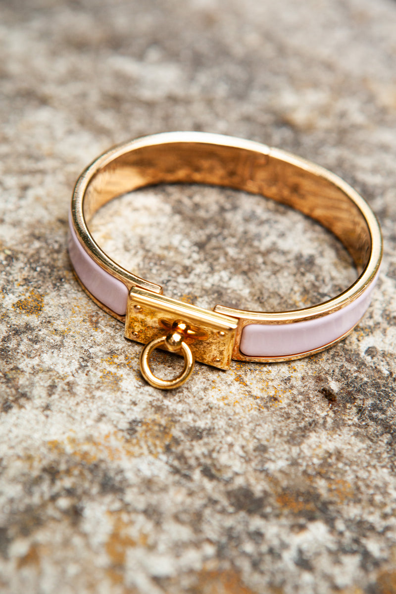 HERMÈS Clic Anneau Colliers de Chiens Rose Dragée