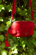 PRADA Crossbody Bag Suede Rubinred