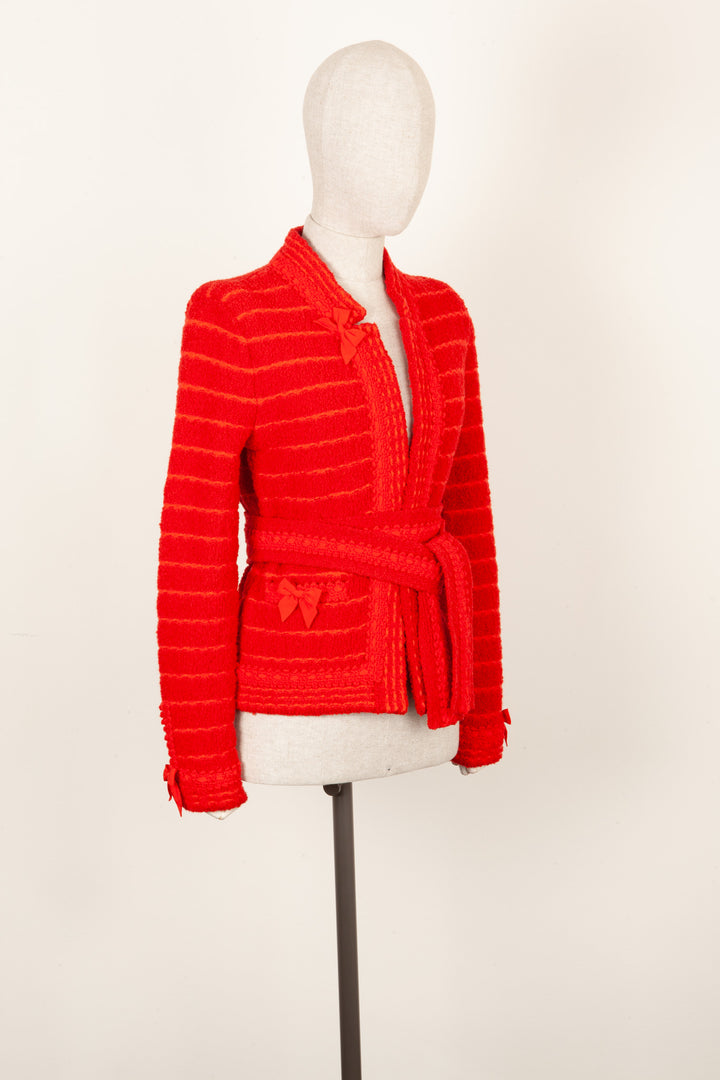 GUCCI Knit Jacket Red with Belt