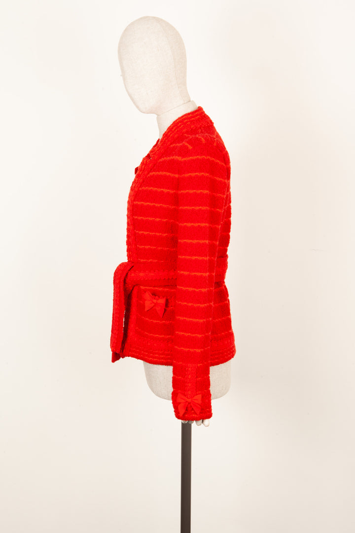 GUCCI Knit Jacket Red with Belt