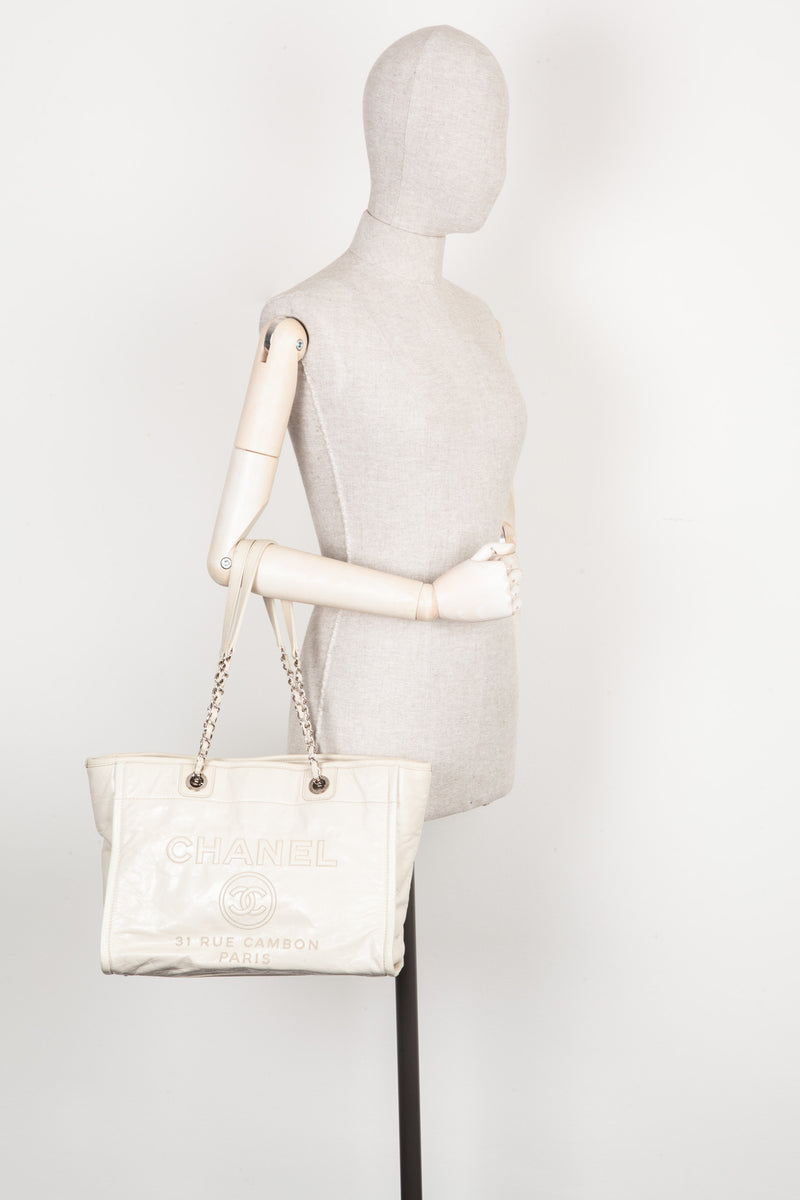 CHANEL Small Deauville Bag Leather Ivory