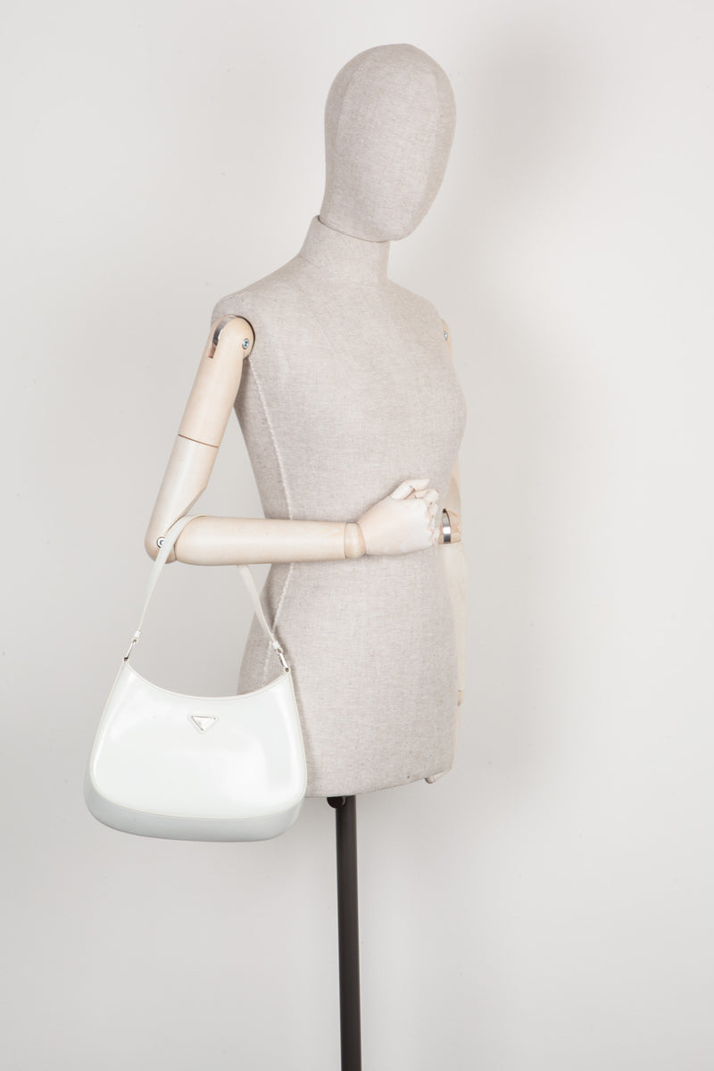 PRADA Cleo Shoulder Bag Brushed Leather White