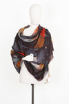 CHANEL Scarf Autumn Leaves Cashmere 140 Brown