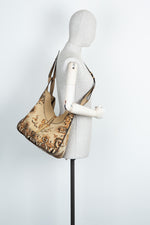 LOEWE Large Hammock Tapestry Print Suede Beige