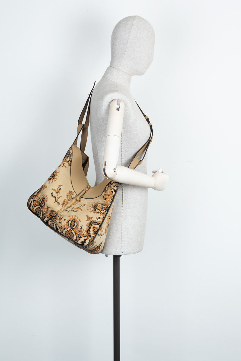 LOEWE Large Hammock Tapestry Print Suede Beige