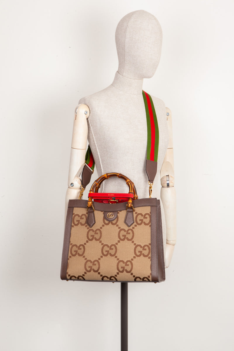 GUCCI Diana Bag Jumbo GG Canvas Brown