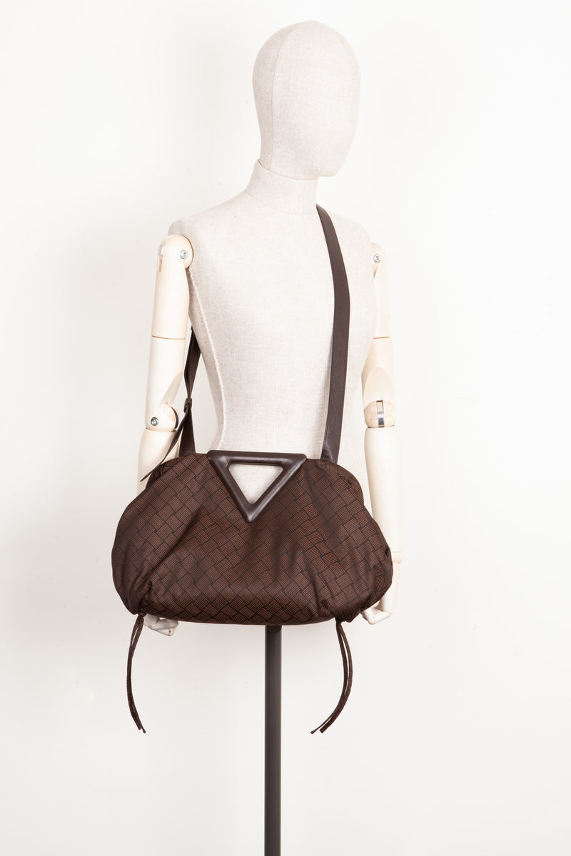 BOTTEGA VENETA Point Top Handle Bag Pouch Jacquard Brown
