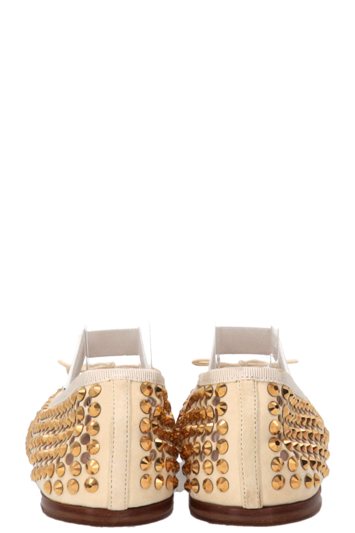 MIU MIU Ballerines Cuir Cloutées Dorées