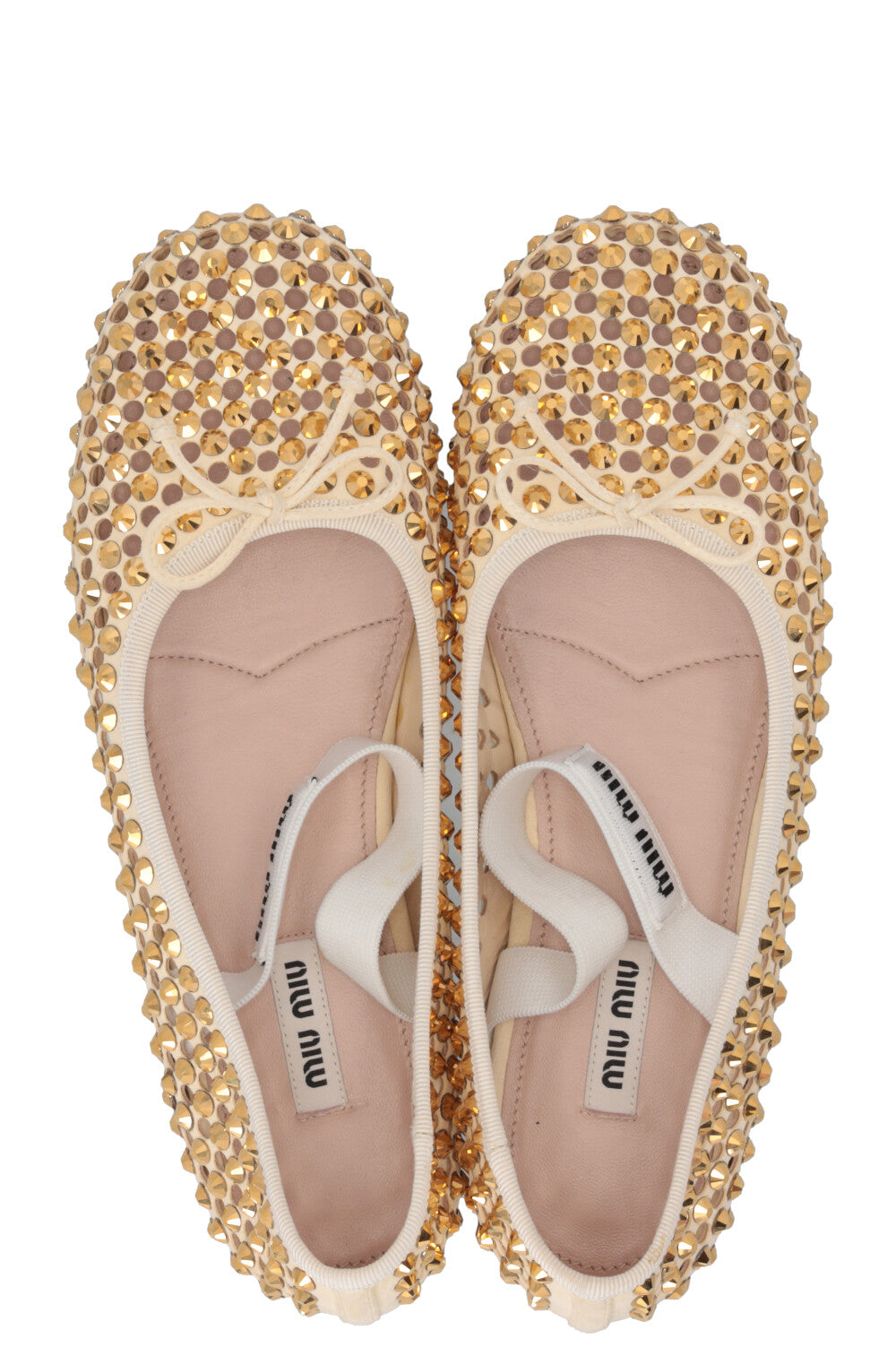 MIU MIU Ballerines Cuir Cloutées Dorées