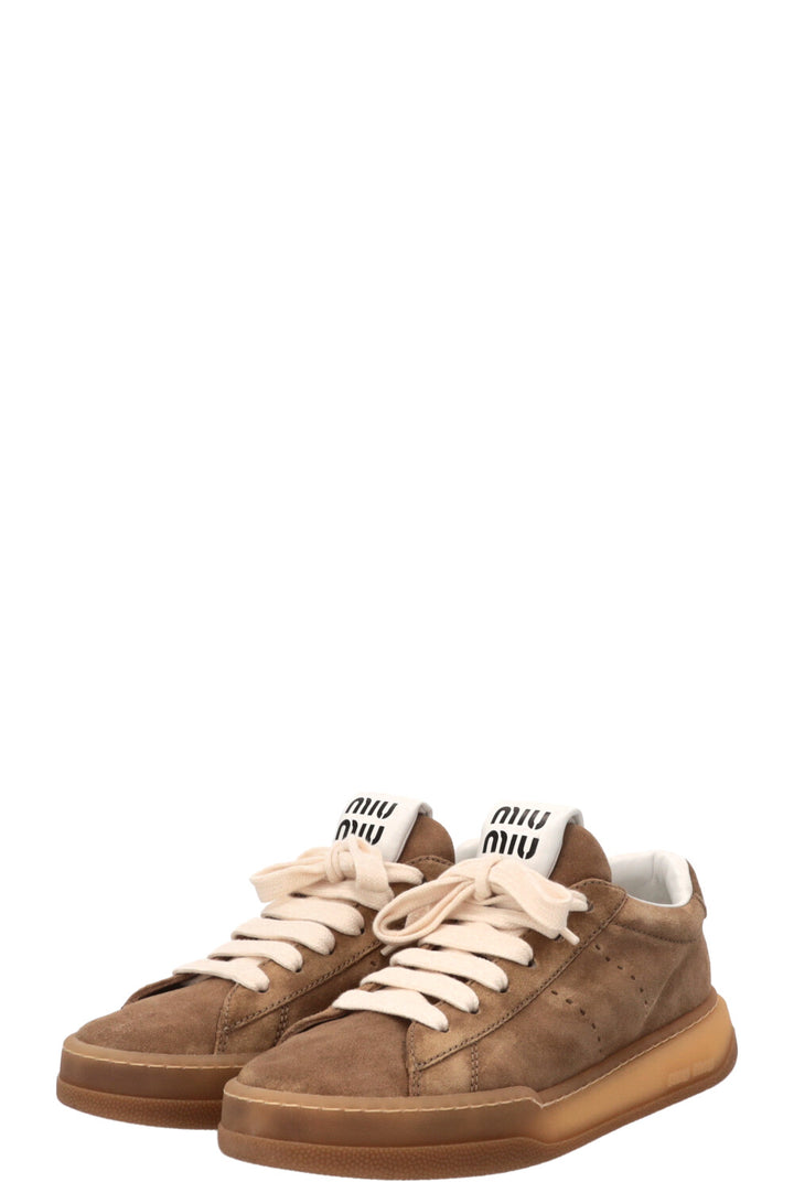 MIUMIU Bleached Sneakers Suede Sand