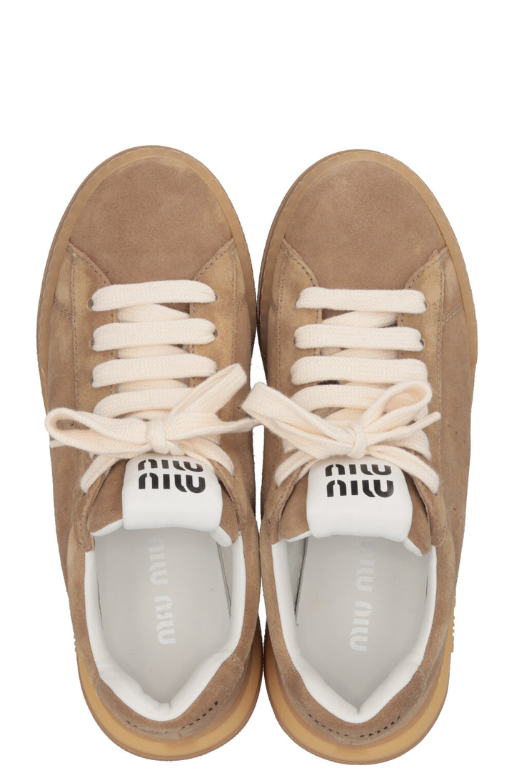 MIUMIU Bleached Sneakers Suede Sand