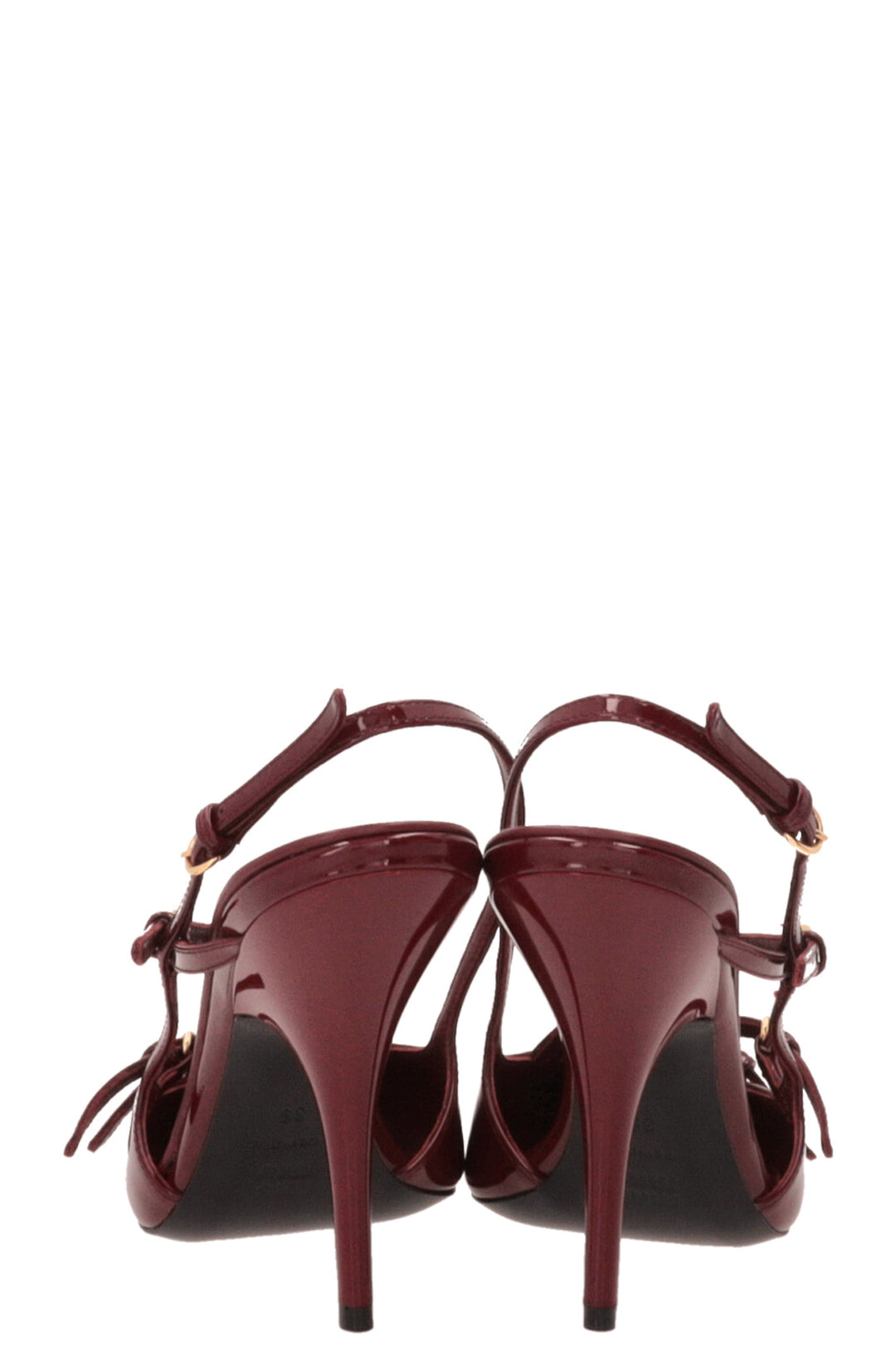 MIU MIU Buckled Slingback Heels Patent Burgundy
