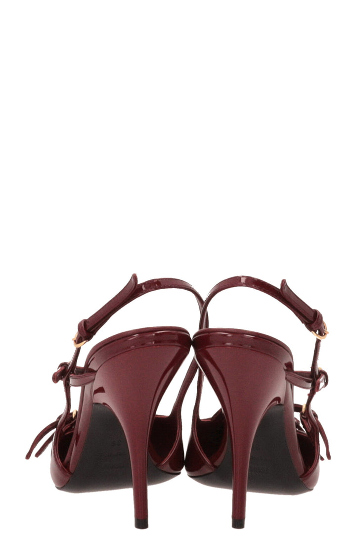 MIU MIU Buckled Slingback Heels Patent Burgundy