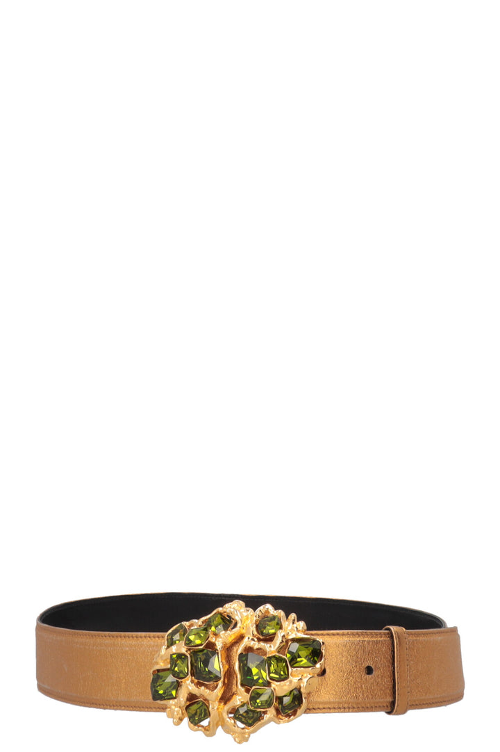 MIU MIU Crystal Buckle Belt Leather Gold