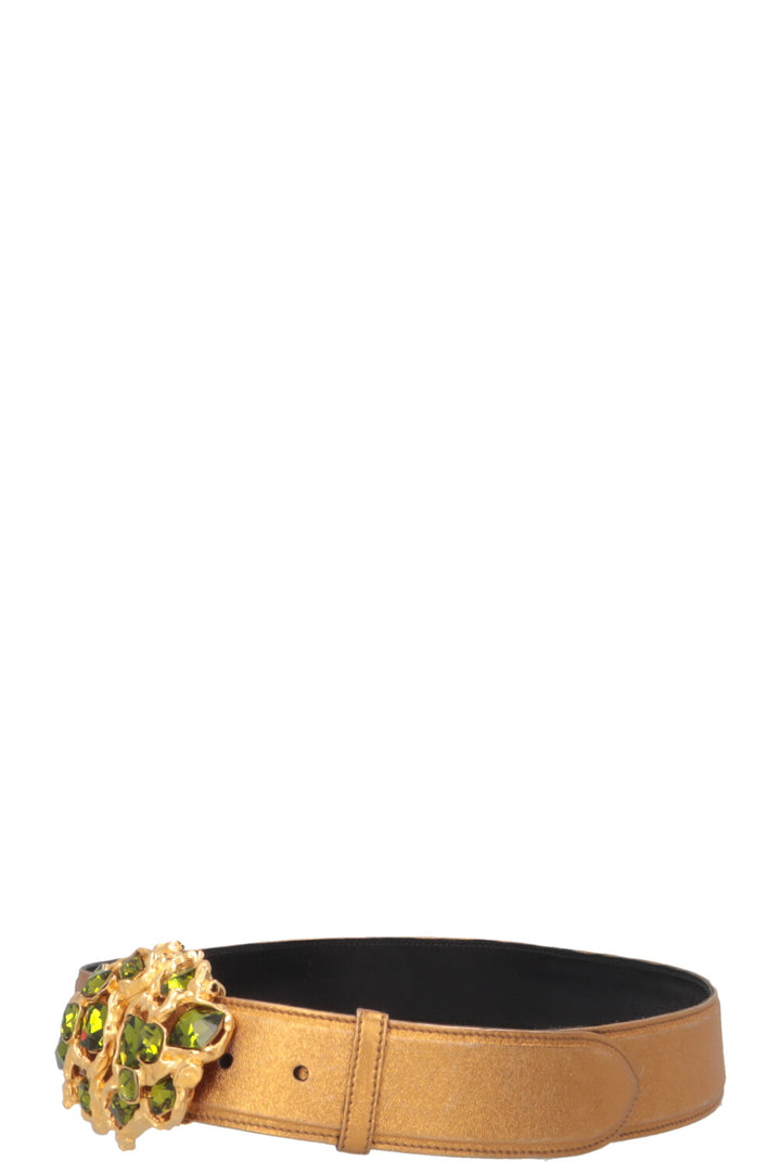 MIU MIU Crystal Buckle Belt Leather Gold