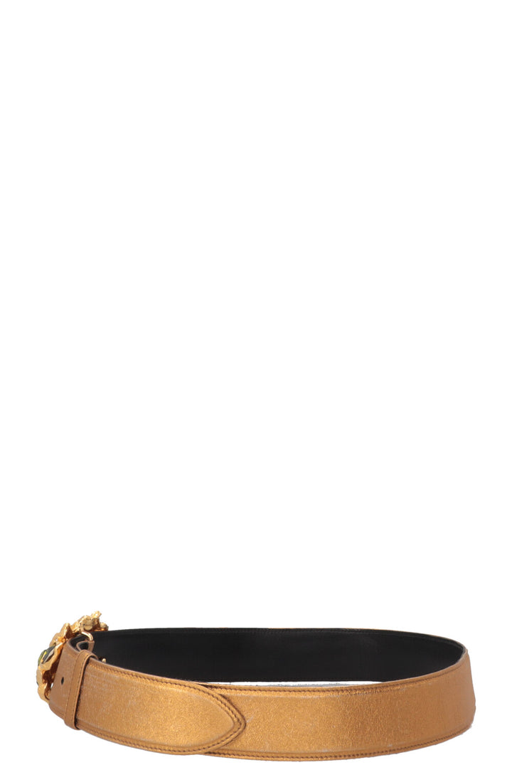 MIU MIU Crystal Buckle Belt Leather Gold