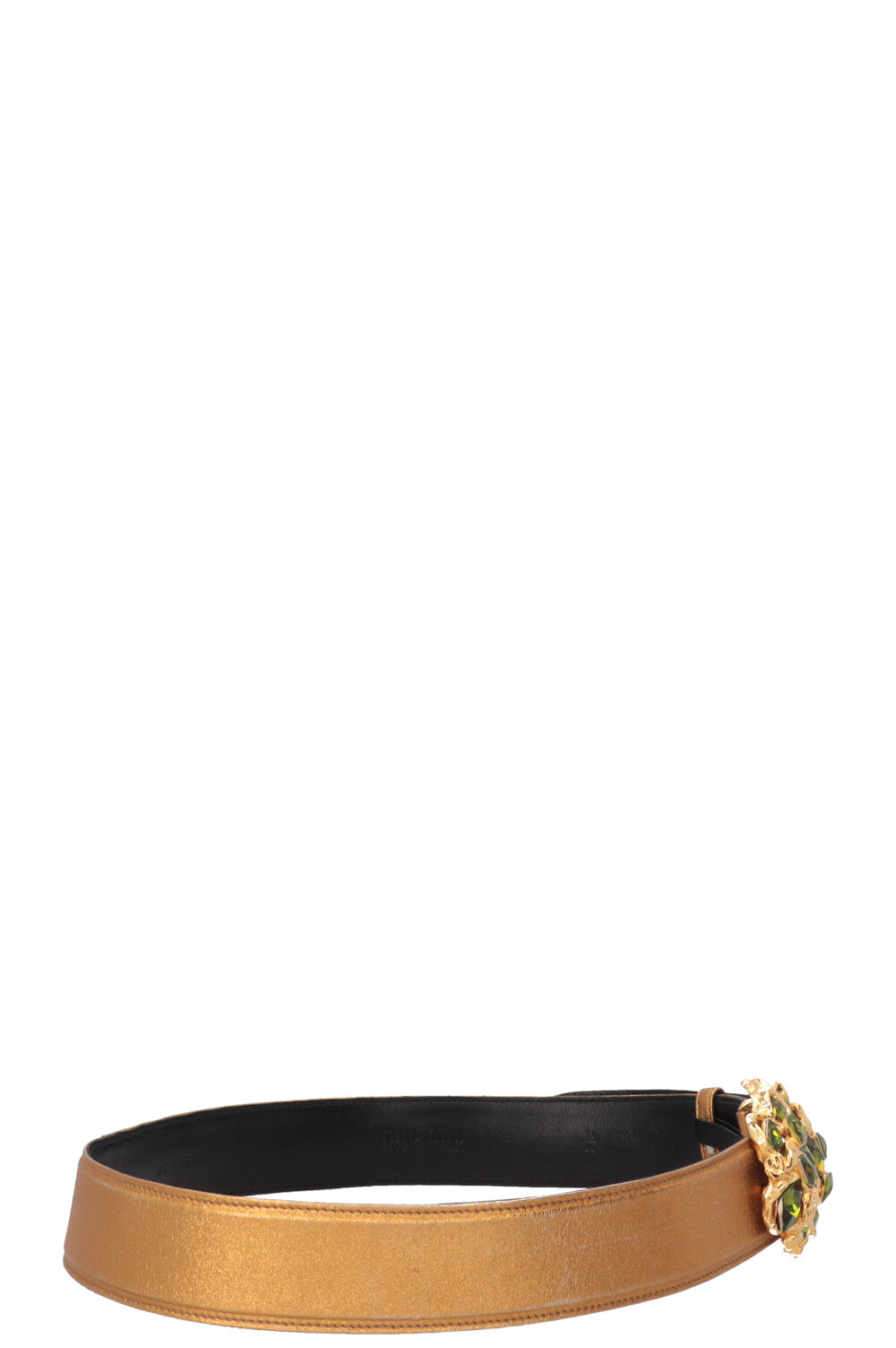 MIU MIU Crystal Buckle Belt Leather Gold