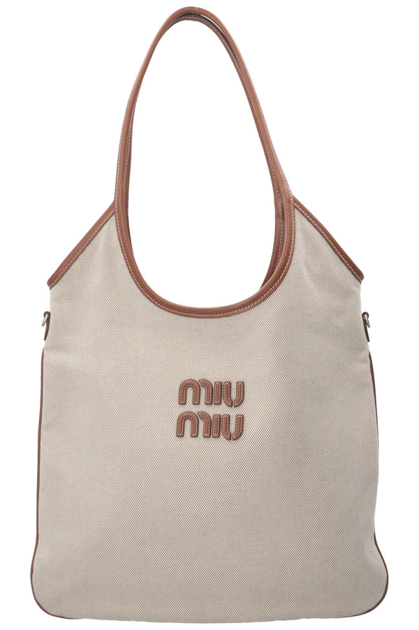 MIU MIU Ivy Shopper Canvas Brown