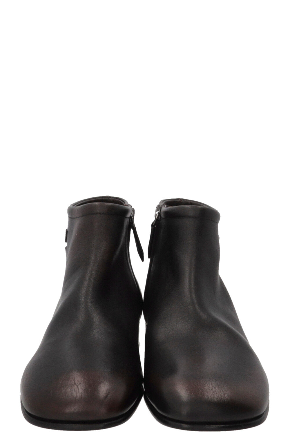Boots à logo MIU MIU en cuir marron