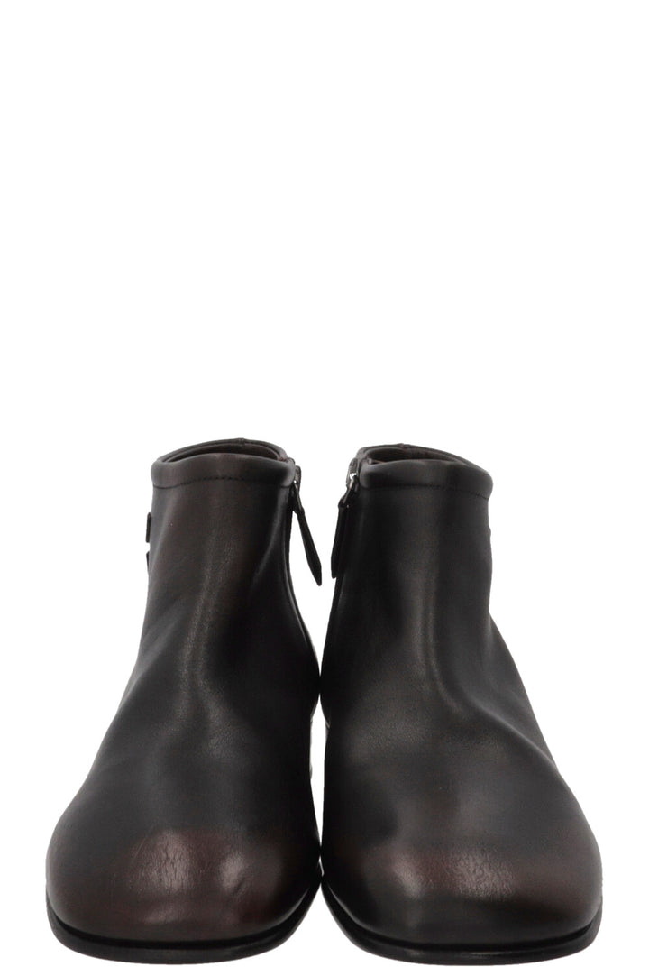 Boots à logo MIU MIU en cuir marron