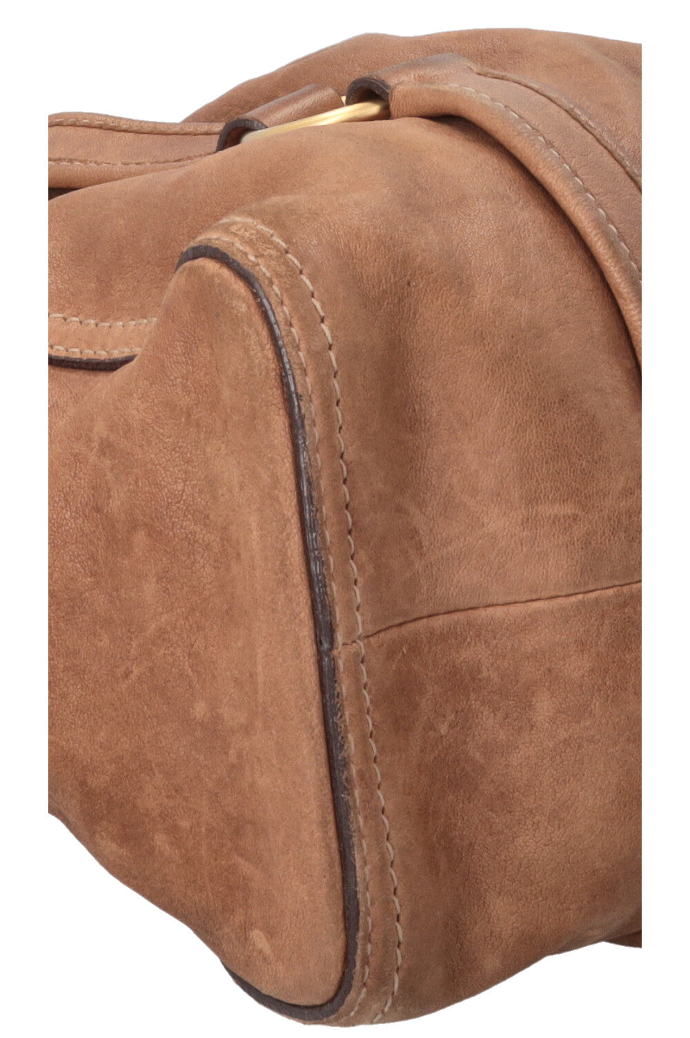 MIU MIU Logo Clasp Handbag Leather Brown