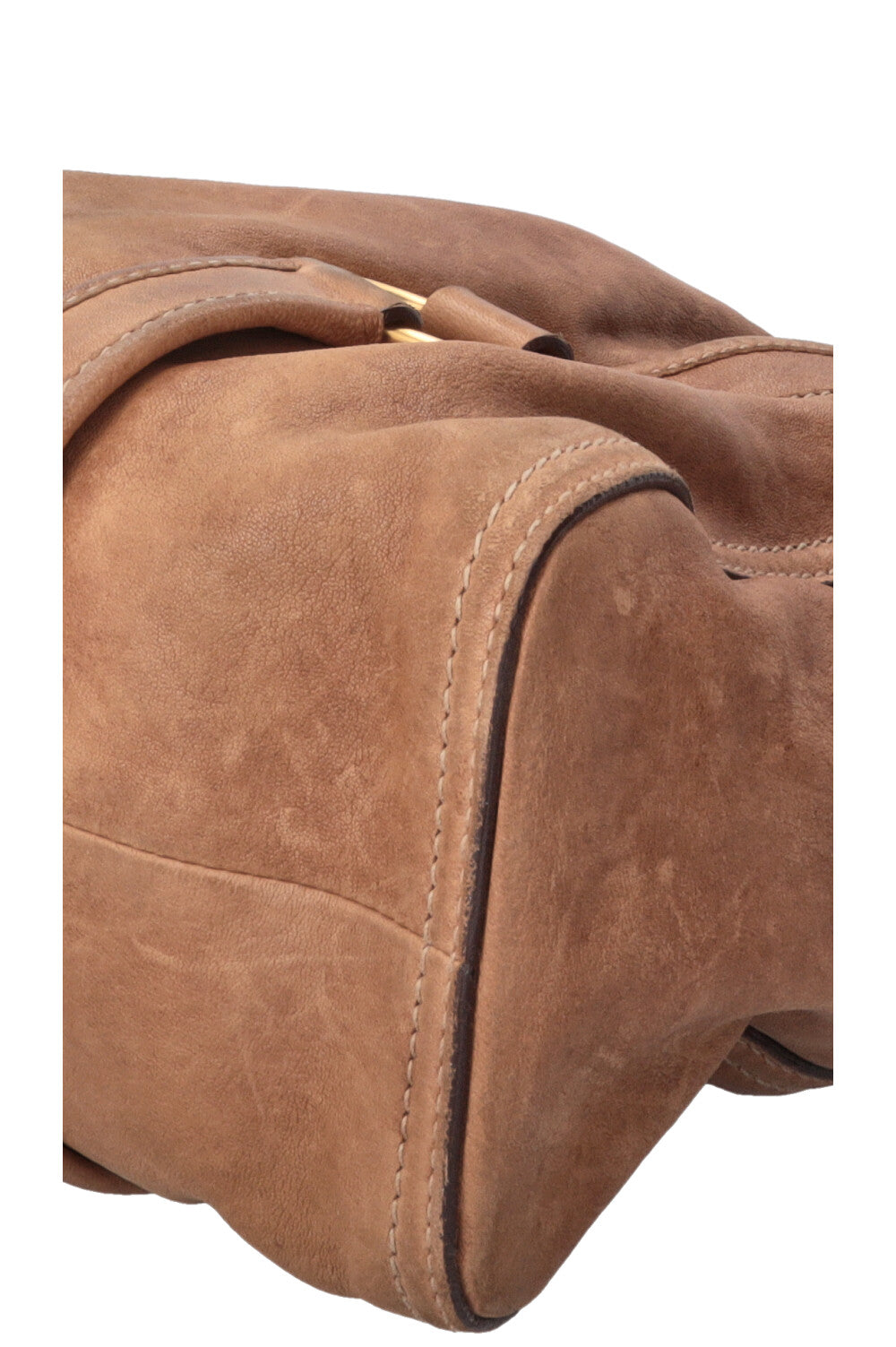 MIU MIU Logo Clasp Handbag Leather Brown