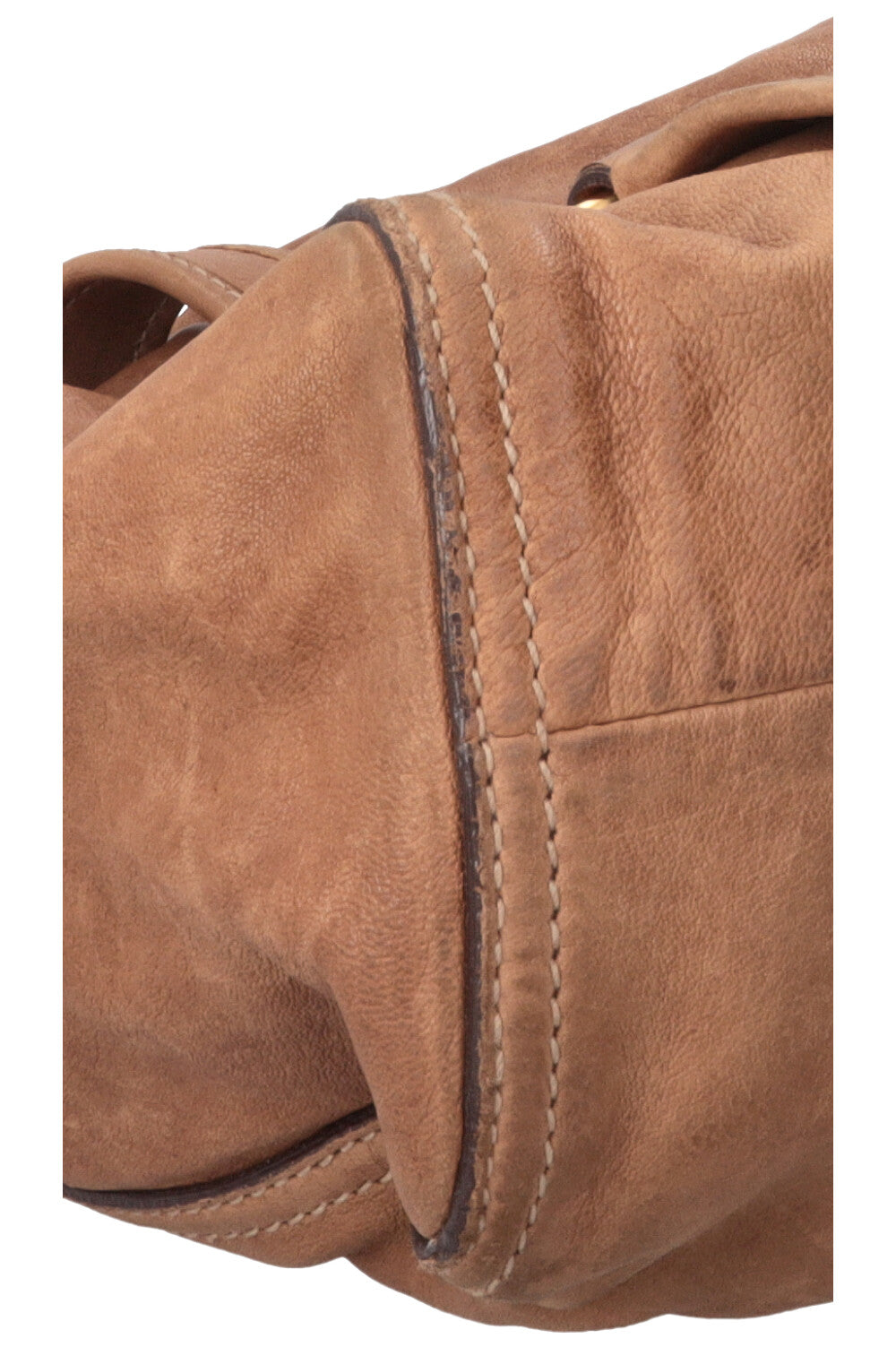 MIU MIU Logo Clasp Handbag Leather Brown