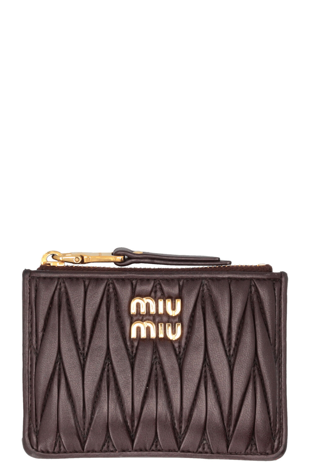Porte-cartes MIU MIU Matelassé en cuir marron
