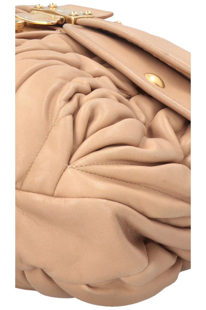 MIUMIU Matelassé Coffer Hobo Bag Leather Beige
