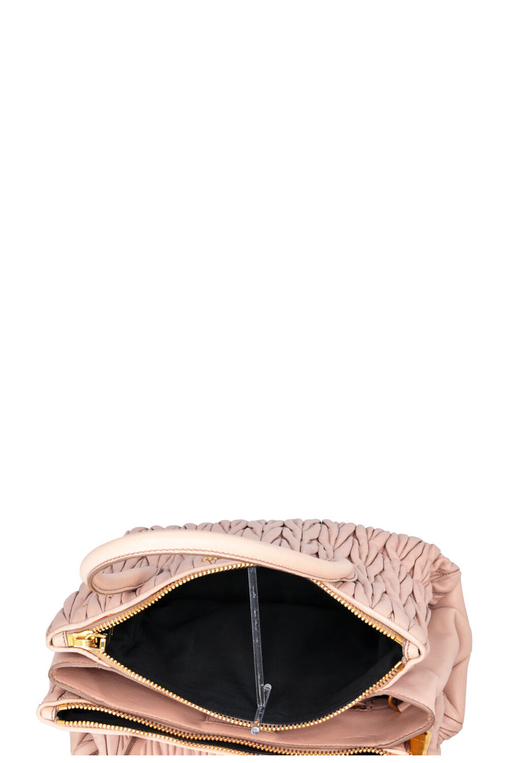 Sac cabas MIU MIU en cuir nappa matelassé rose