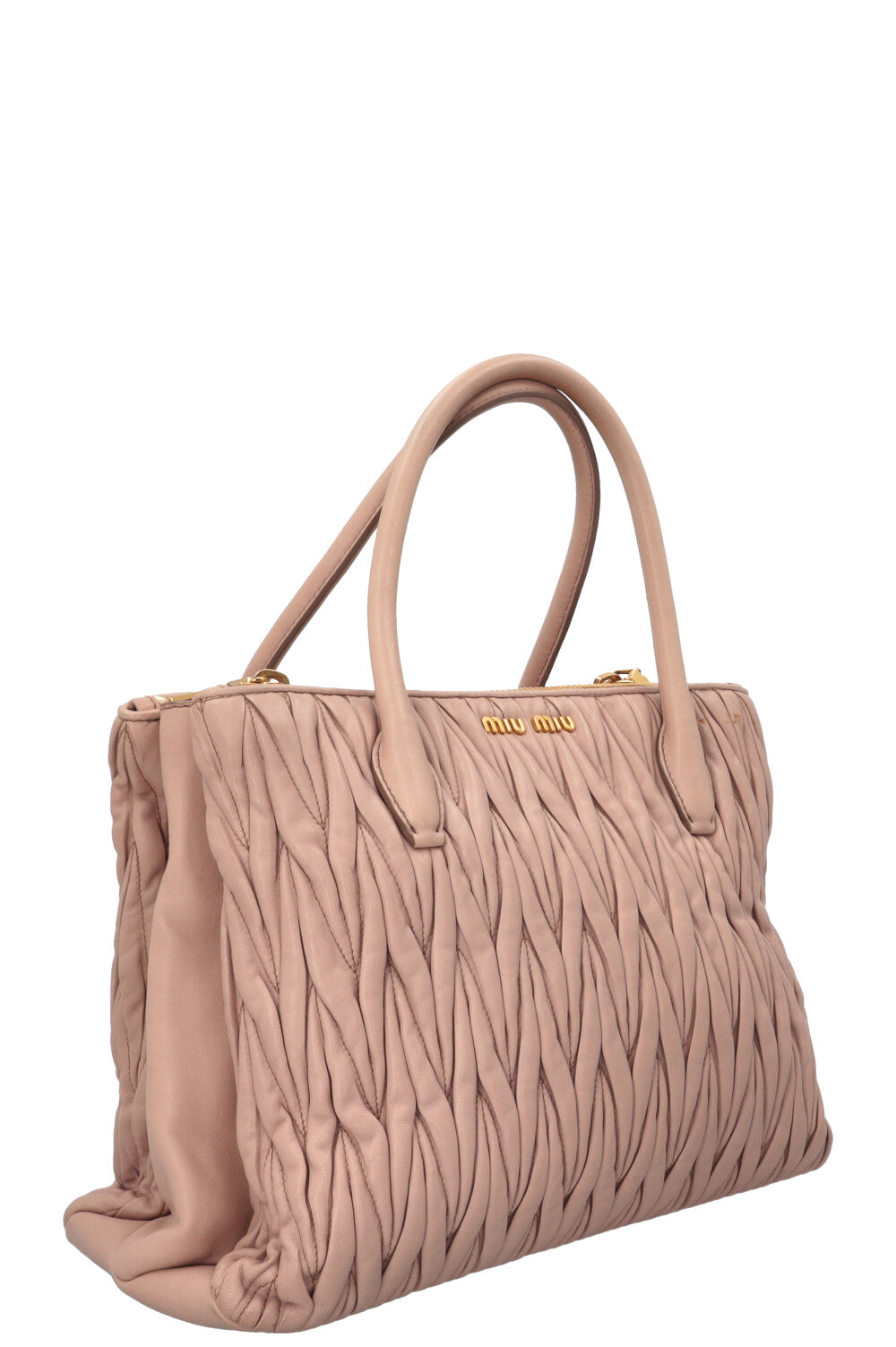 Sac cabas MIU MIU en cuir nappa matelassé rose
