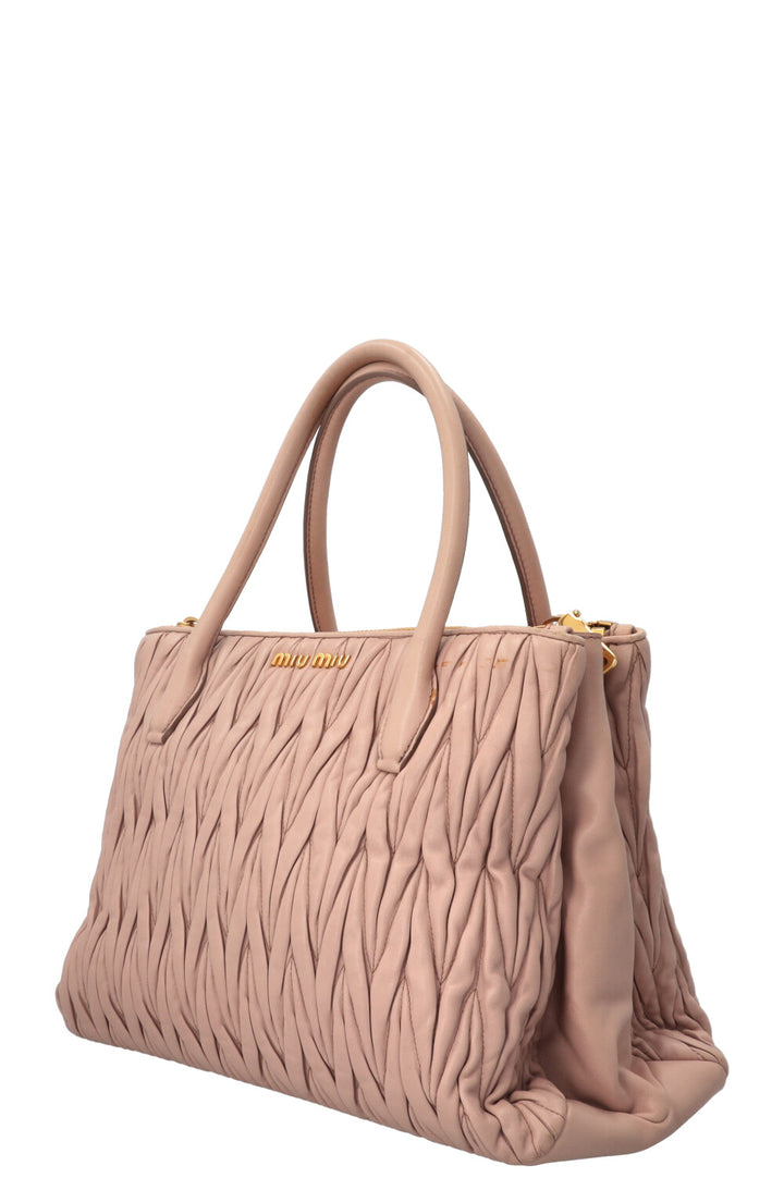 Sac cabas MIU MIU en cuir nappa matelassé rose