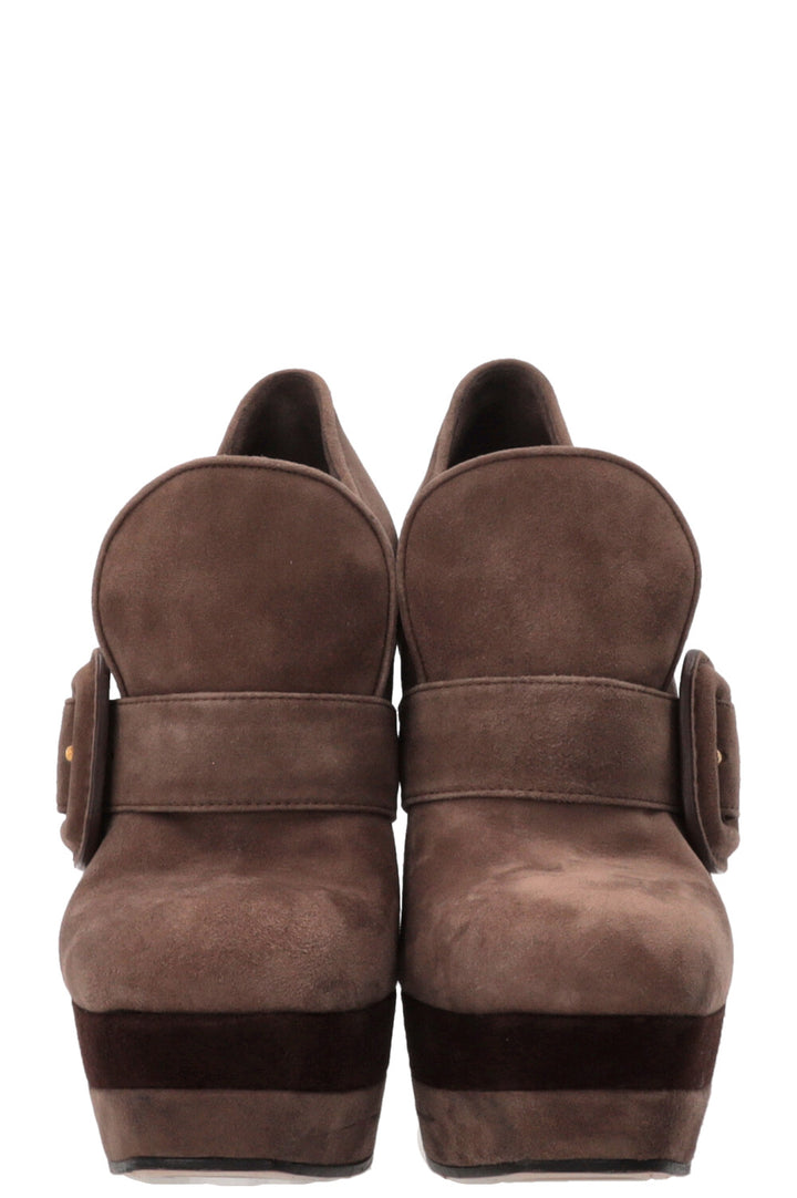 MIU MIU Platform Heels Suede Taupe
